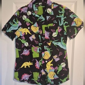 Men's MTV Button Down Dinosaur Print Shirt